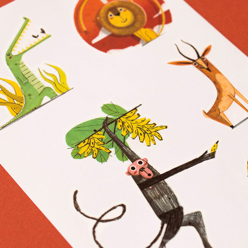 10 calcomanies d'animals de la jungla